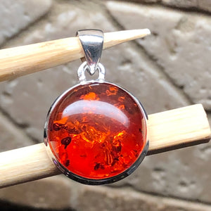 Beautiful Baltic Amber 925 Solid Sterling Silver Pendant 25mm - Natural Rocks by Kala