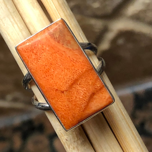 Natural Sponge Coral 925 Solid Sterling Silver Ring Size 8 - Natural Rocks by Kala