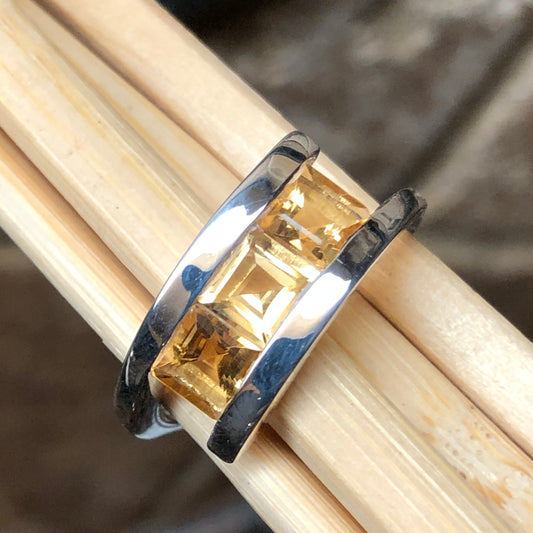 Natural 2ct Golden Citrine 925 Solid Sterling Silver Ring Size 6, 7, 8, 9, 10 - Natural Rocks by Kala