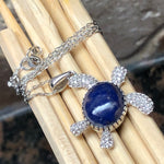 Natural Blue Lapis Lazuli 925 Solid Sterling Silver Turtle Necklace 17" - Natural Rocks by Kala