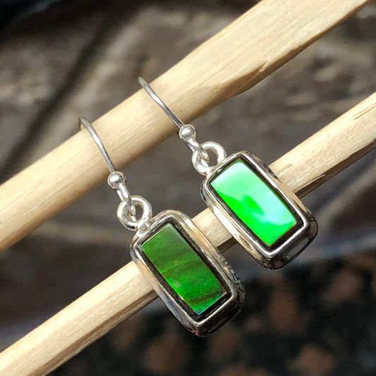 Natural Canadian Ammolite 925 Solid Sterling Silver Earrings 20mm - Natural Rocks by Kala