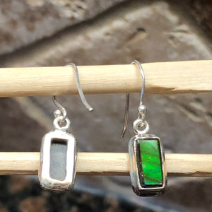 Natural Canadian Ammolite 925 Solid Sterling Silver Earrings 20mm - Natural Rocks by Kala