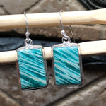 Natural Green Amazonite 925 Solid Sterling Silver Earrings 30mm - Natural Rocks by Kala