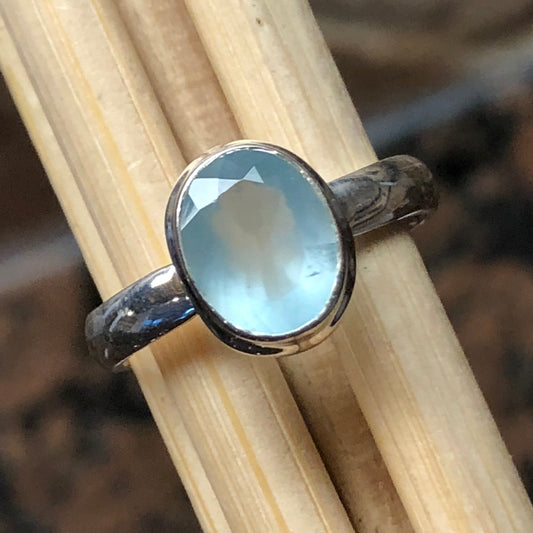 Natural 1ct Milky Aquamarine 925 Solid Sterling Silver Engagement Ring Size 8 - Natural Rocks by Kala