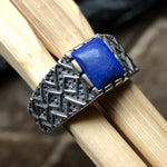 Natural Blue Lapis Lazuli 925 Solid Sterling Silver Men's Ring Size 8, 9, 10, 11, 12, 13 - Natural Rocks by Kala