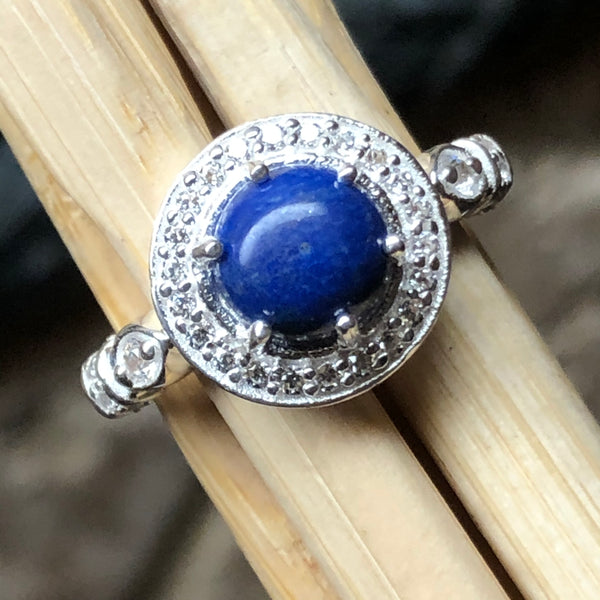 Afghan Natural Lapis Lazuli Ring Solid 925 Silver 6mm*8mm 1ct Lapis Lazuli  Jewelry with 3 Layers 18K Gold Plating No Fading - AliExpress