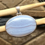 Natural Blue Lace Agate 925 Sterling Silver Pendant 30mm - Natural Rocks by Kala