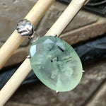Natural 14ct Tourmalated Prehnite 925 Solid Sterling Silver Pendant 35mm - Natural Rocks by Kala