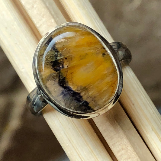 Natural Blue John 925 Solid Sterling Silver Ring Size 8.25 - Natural Rocks by Kala