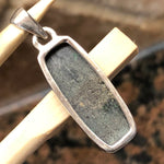 Natural basaltic matrix black opal 925 Solid Sterling Silver Men's Pendant 30mm - Natural Rocks by Kala