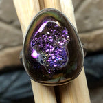 Designer Rainbow Titanium Druzy 925 Sterling Silver Ring Size 6 - Natural Rocks by Kala