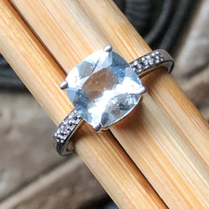 Natural 1ct Blue Aquamarine 925 Solid Sterling Silver Engagement Ring Size 6, 7, 8, 9 - Natural Rocks by Kala
