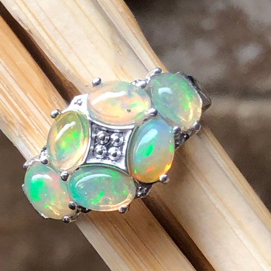 Genuine Ethiopian Opal 925 Solid Sterling Silver Ring Size 6, 7, 8, 9 - Natural Rocks by Kala
