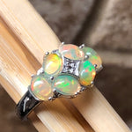 Genuine Ethiopian Opal 925 Solid Sterling Silver Ring Size 6, 7, 8, 9 - Natural Rocks by Kala