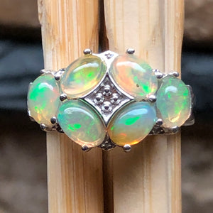 Genuine Ethiopian Opal 925 Solid Sterling Silver Ring Size 6, 7, 8, 9 - Natural Rocks by Kala