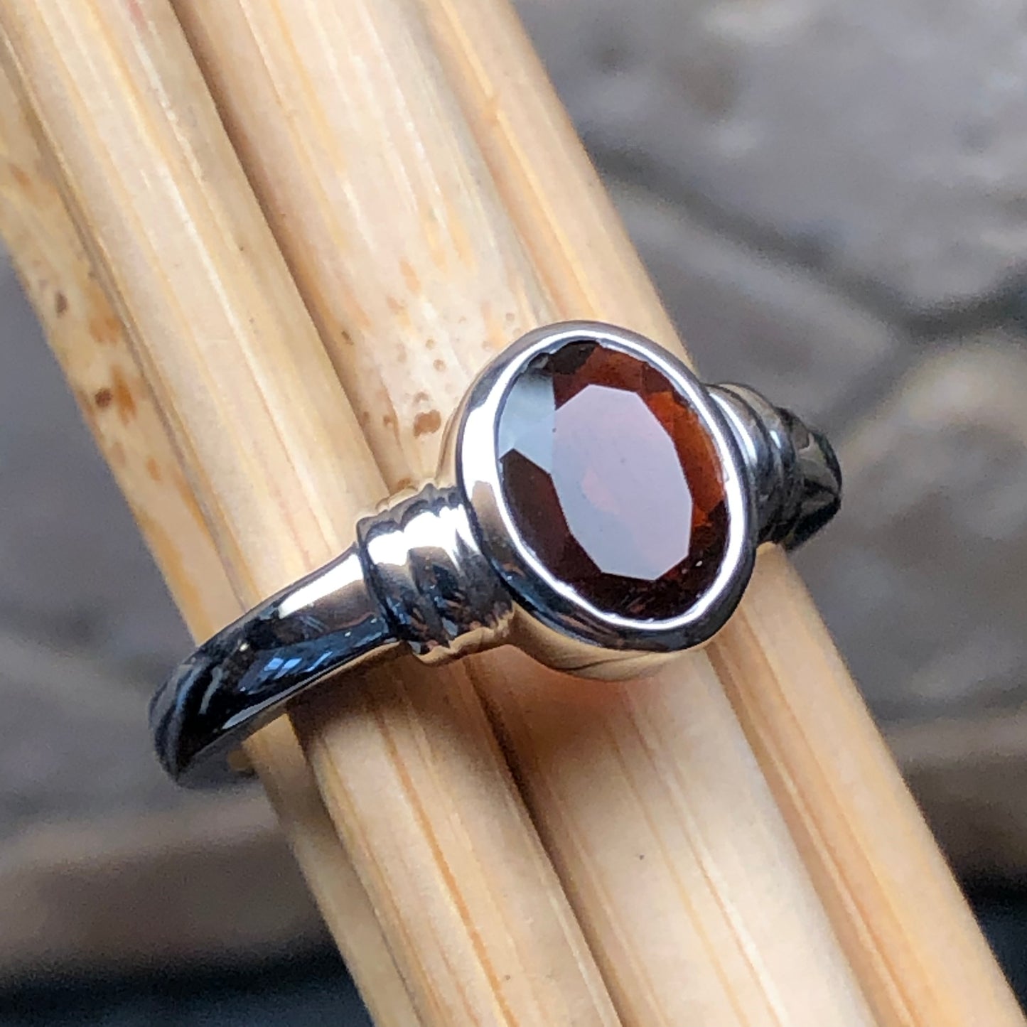Natural Pyrope Garnet 925 Solid Sterling Silver Engagement Ring Size 6, 7, 8, 9 - Natural Rocks by Kala
