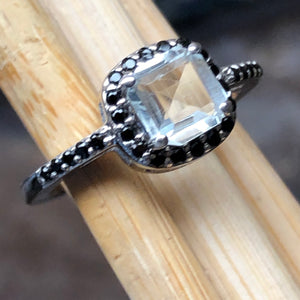 Natural 1ct Blue Aquamarine, Spinel 925 Solid Sterling Silver Engagement Ring Size 6, 7, 8, 9 - Natural Rocks by Kala