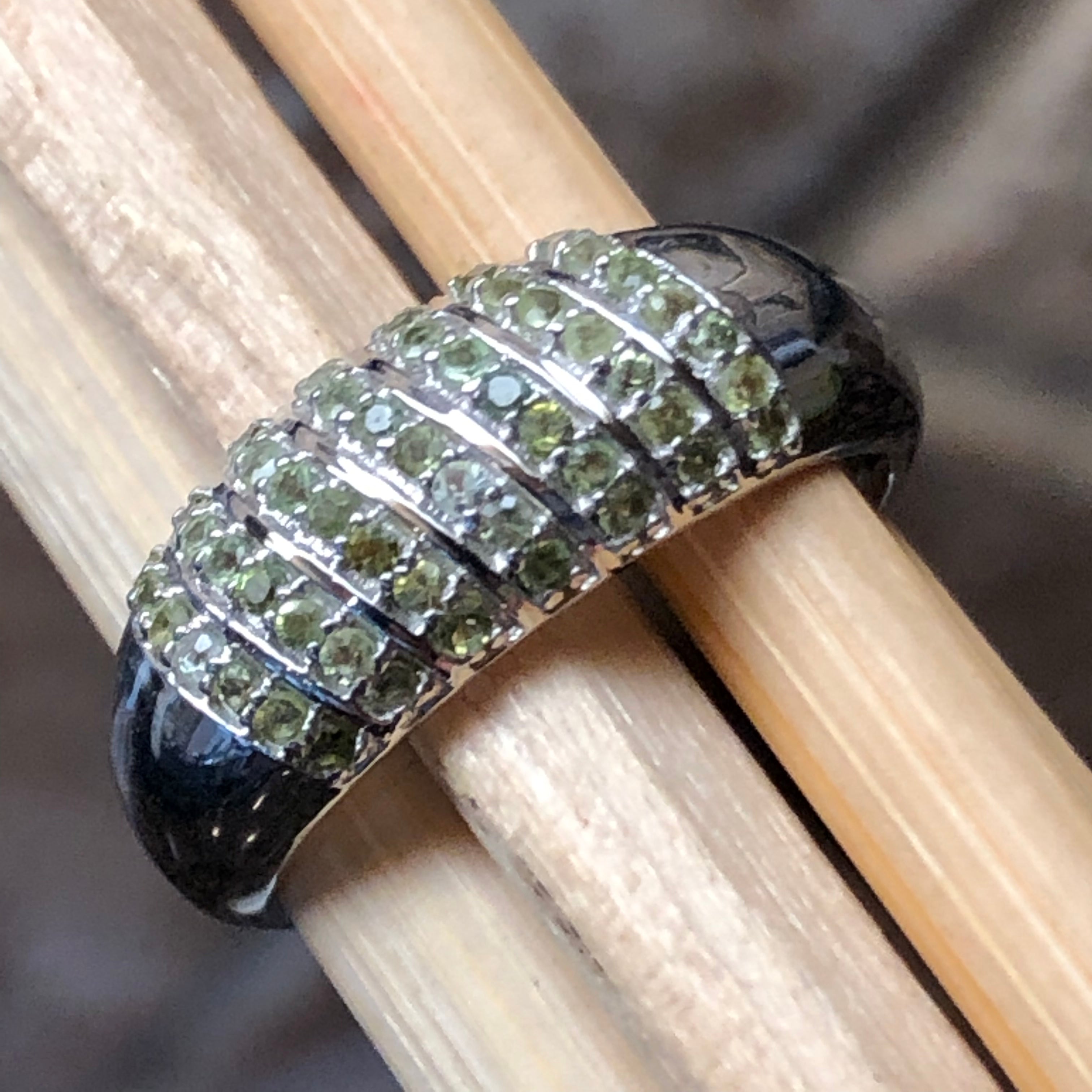Natural Green Peridot 925 Solid Sterling Silver Ring Size 6, 7, 8, 9 - Natural Rocks by Kala