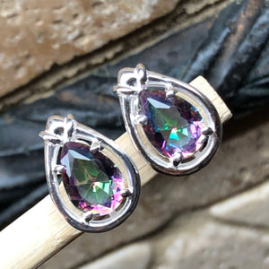 Gorgeous 2ct Mystic Topaz 925 Solid Sterling Silver Earrings 15mm - Natural Rocks by Kala