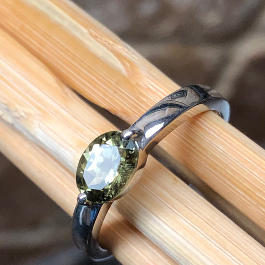 Genuine Green Tourmaline 925 Solid Sterling Silver Engagement Ring Size 6, 7, 8, 9 - Natural Rocks by Kala