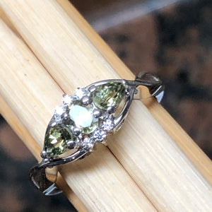 Genuine Green Tourmaline 925 Solid Sterling Silver Engagement Ring Size 6, 7, 8, 9 - Natural Rocks by Kala