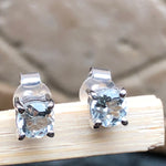 Natural Blue Aquamarine 925 Solid Sterling Silver Earrings 5mm - Natural Rocks by Kala