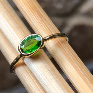 Natural Green Chrome Diopside 14k Gold Over Silver Engagement Ring Size 6, 7, 8, 9, 10 - Natural Rocks by Kala