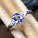 Genuine Blue Tanzanite 925 Solid Sterling Silver Engagement Ring Size 6, 7, 8, 9, 10 - Natural Rocks by Kala