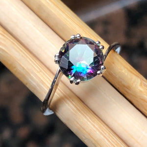 Beautiful 1ct Mystic Topaz 925 Solid Sterling Silver Engagement Ring Size 6, 7, 8, 9 - Natural Rocks by Kala