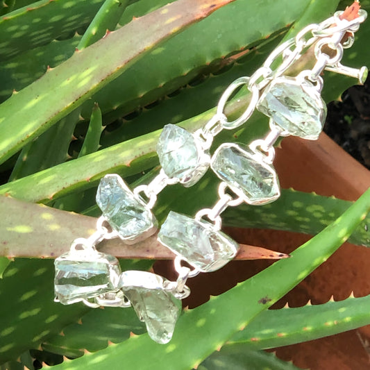 Natural Green Amethyst 925 Solid Sterling Silver Bracelets 7" - Natural Rocks by Kala