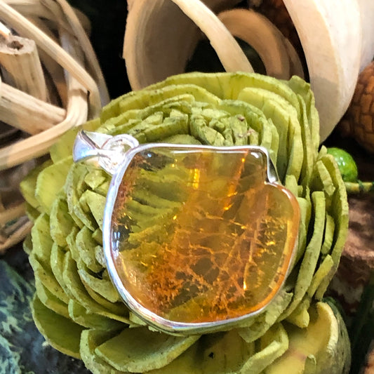 Genuine Baltic Amber 925 Solid Sterling Silver Pendant 35mm - Natural Rocks by Kala