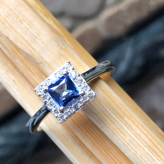Genuine Blue Tanzanite 925 Solid Sterling Silver Engagement Ring Size 6, 7, 8, 9 - Natural Rocks by Kala