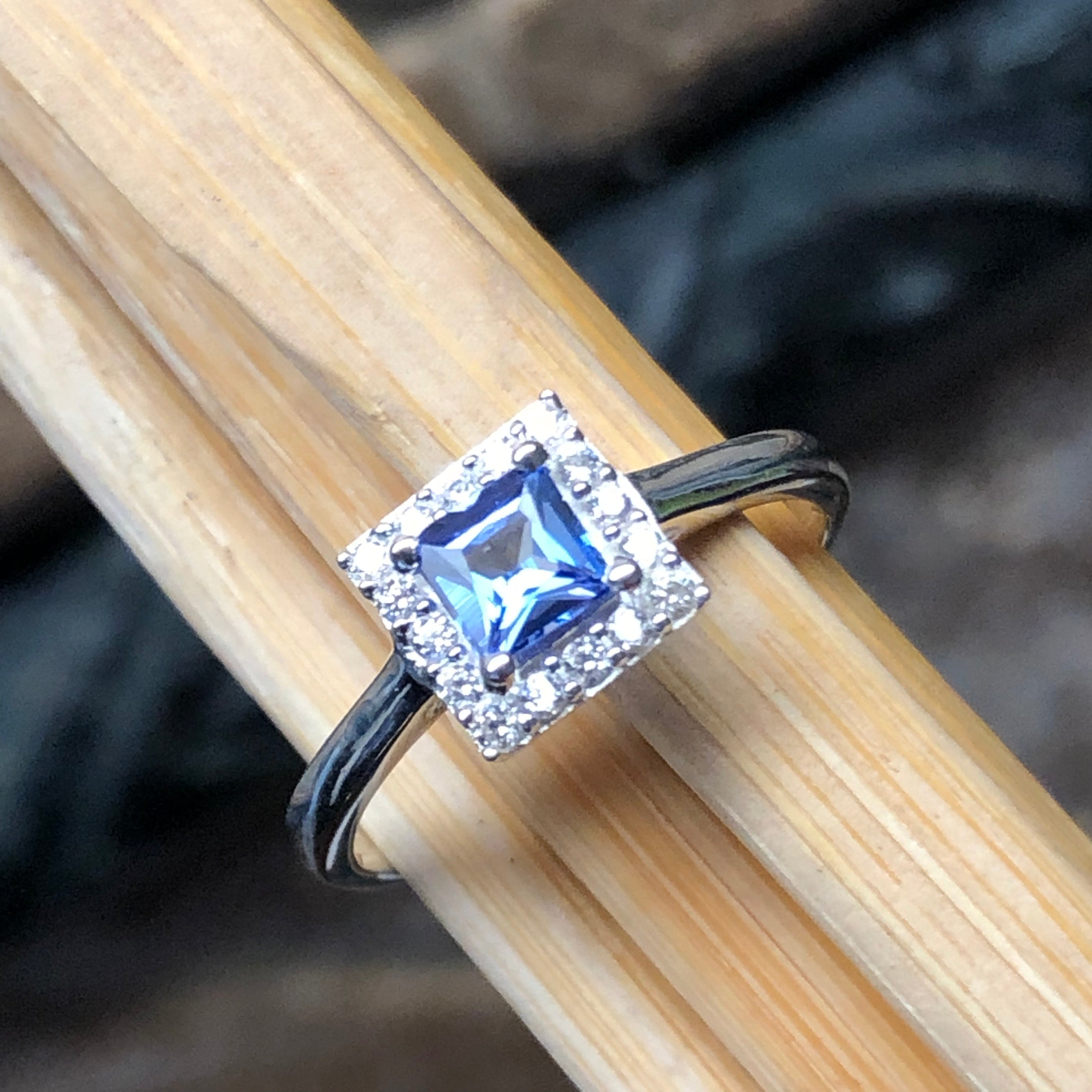Genuine Blue Tanzanite 925 Solid Sterling Silver Engagement Ring Size 6, 7, 8, 9 - Natural Rocks by Kala