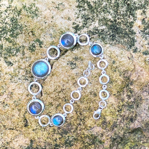 Natural Blue Labradorite 925 Sterling Silver Bracelets 8" - Natural Rocks by Kala