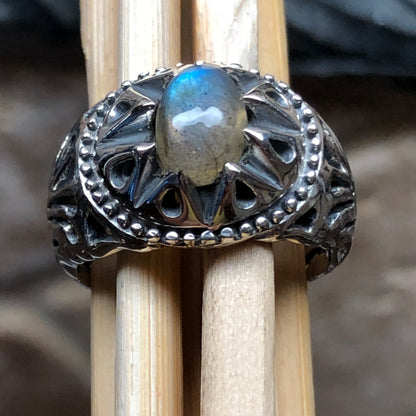 Natural Rainbow Moonstone 925 Solid Sterling Silver Men's Ring Size 8, 9, 10, 11, 12, 13 - Natural Rocks by Kala