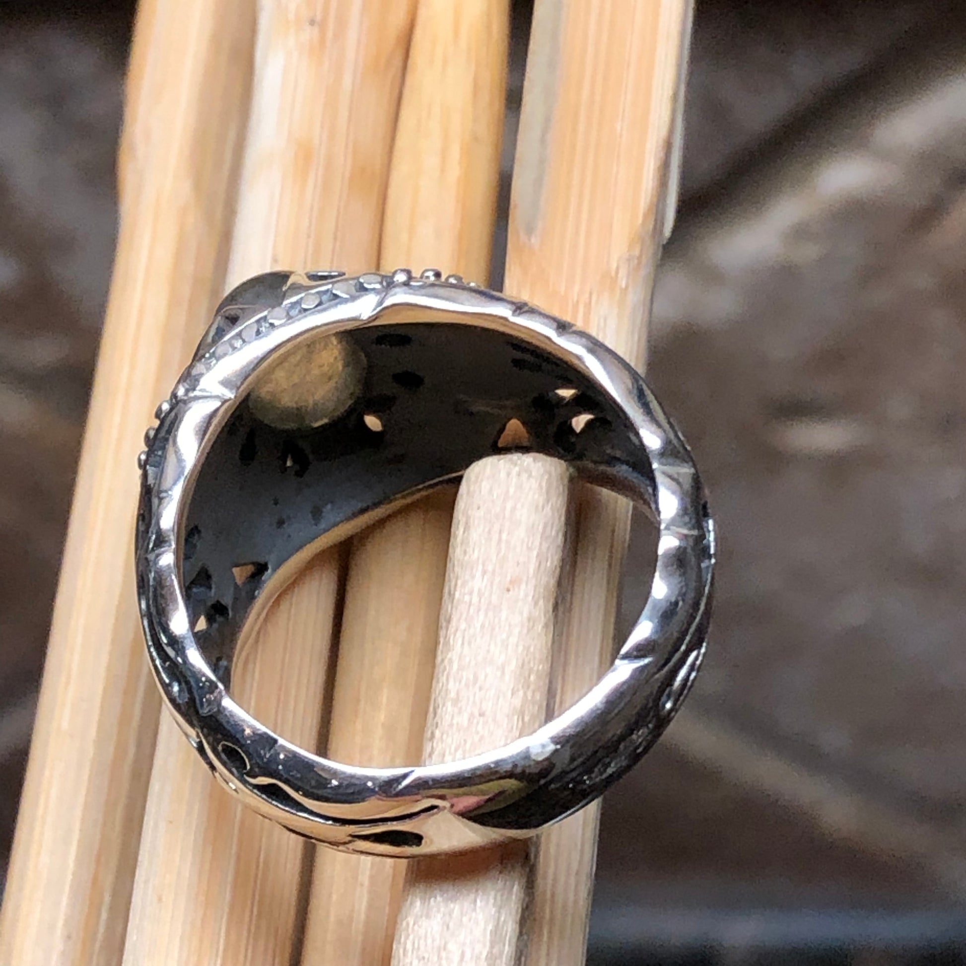 Natural Rainbow Moonstone 925 Solid Sterling Silver Men's Ring Size 8, 9, 10, 11, 12, 13 - Natural Rocks by Kala