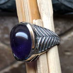 Genuine Purple Amethyst 925 Solid Sterling Silver Men's Ring Size 8, 9, 10, 11, 12, 13 - Natural Rocks by Kala