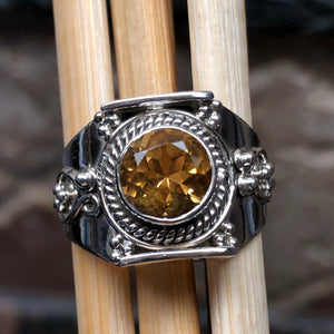 Natural 4ct Golden Citrine 925 Solid Sterling Silver Ring Size 9 - Natural Rocks by Kala