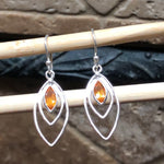 Natural Golden Citrine 925 Solid Sterling Silver Earrings 35mm - Natural Rocks by Kala