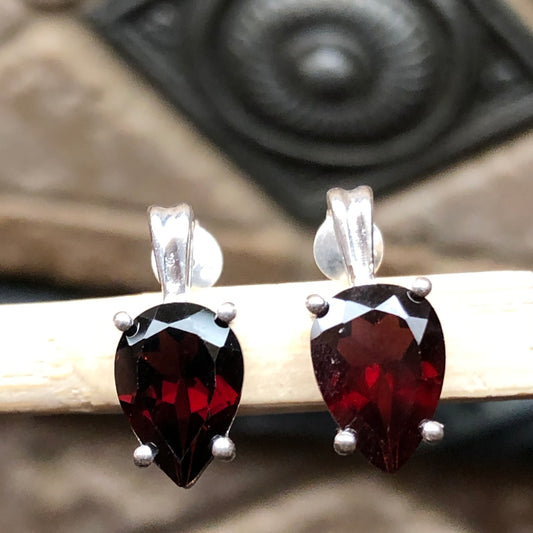 Natual 2ct Pyrope Garnet 925 Solid Sterling Silver Earrings 15mm - Natural Rocks by Kala