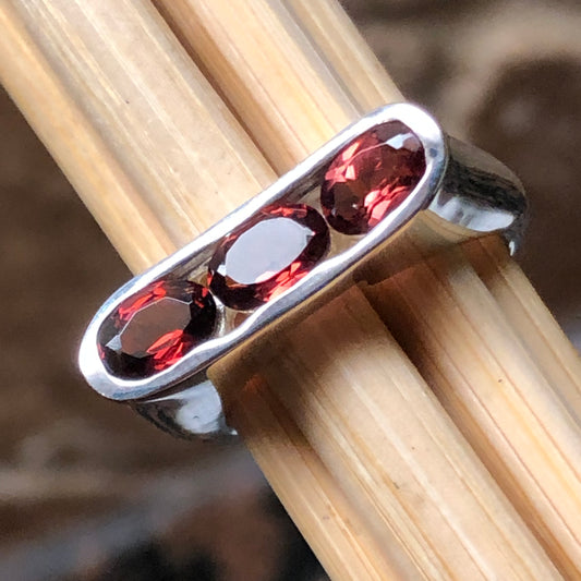 Natural 2ct Pyrope Garnet 925 Solid Sterling Silver Stackable Ring Size 6, 7, 8, 9 - Natural Rocks by Kala