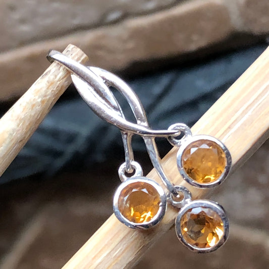 Genuine Golden Citrine 925 Solid Sterling Silver Pendant 30mm - Natural Rocks by Kala