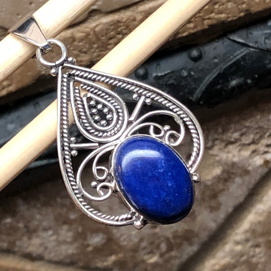 Natural Blue Lapis Lazuli 925 Solid Sterling Silver Pendant 50mm - Natural Rocks by Kala