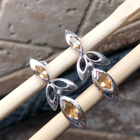 Natural Golden Citrine 925 Solid Sterling Silver Earrings 35mm - Natural Rocks by Kala