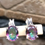 Gorgeous 2ct Mystic Topaz 925 Solid Sterling Silver Earrings 15mm - Natural Rocks by Kala