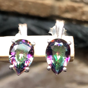 Gorgeous 2ct Mystic Topaz 925 Solid Sterling Silver Earrings 15mm - Natural Rocks by Kala