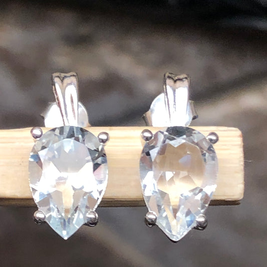 Genuine White Quartz 925 Solid Sterling Silver Earrings 15mm - Natural Rocks by Kala