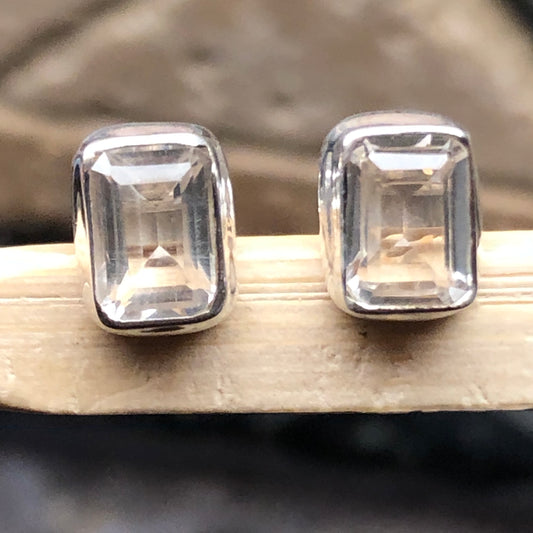 Genuine White Quartz 925 Solid Sterling Silver earrings 7mm - Natural Rocks by Kala