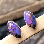 Gorgeous Purple Mohave Turquoise 925 Solid Sterling Silver Earrings 10mm - Natural Rocks by Kala