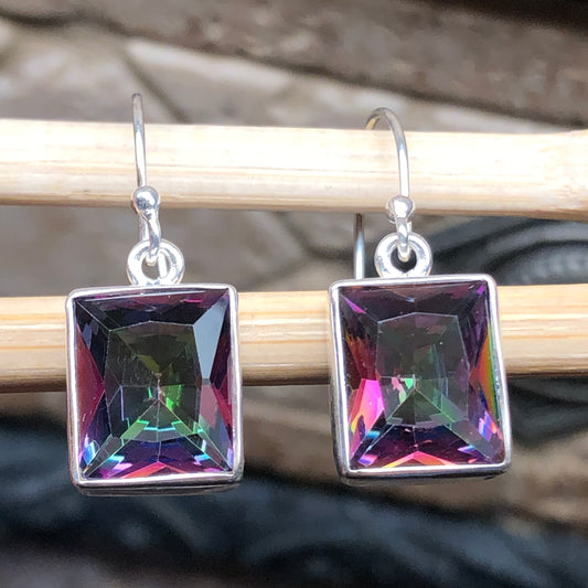 Gorgeous 4ct Mystic Topaz 925 Solid Sterling Silver Earrings 25mm - Natural Rocks by Kala